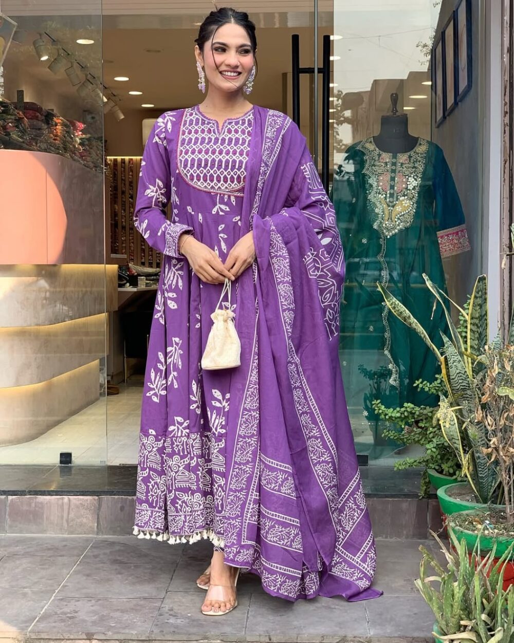 Heavy Anarkali Angrakha 3pcs Kurti Set - Image 3