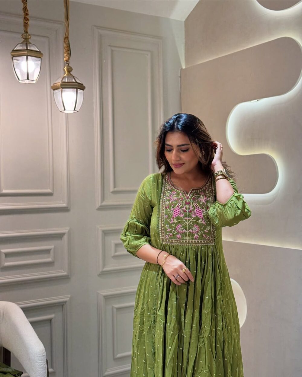 Women's Embroidered Printed Rayon Kurta & Pant with Mulmul Dupatta Set - Image 10