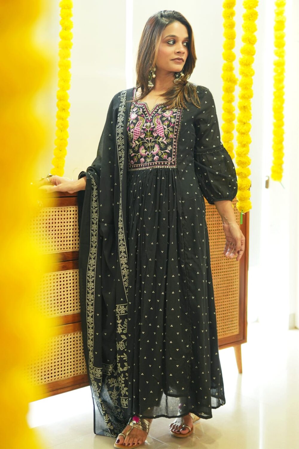 Women's Embroidered Printed Rayon Kurta & Pant with Mulmul Dupatta Set - Image 17