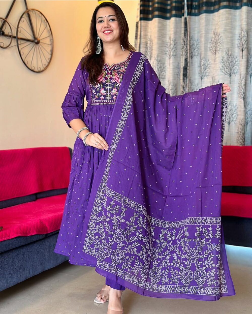 Women's Embroidered Printed Rayon Kurta & Pant with Mulmul Dupatta Set - Image 7