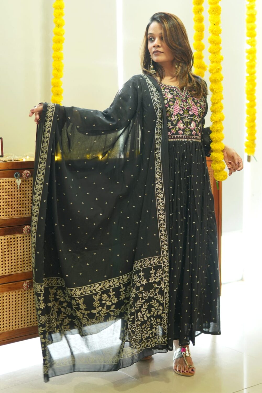 Women's Embroidered Printed Rayon Kurta & Pant with Mulmul Dupatta Set - Image 16