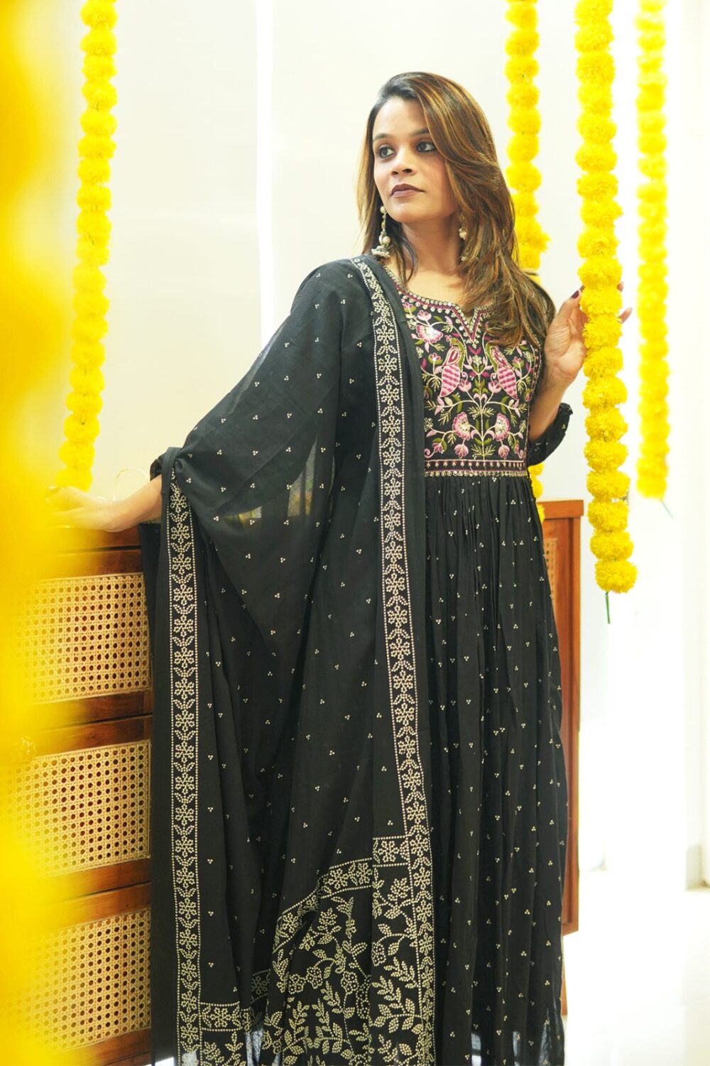 Women's Embroidered Printed Rayon Kurta & Pant with Mulmul Dupatta Set - Image 13