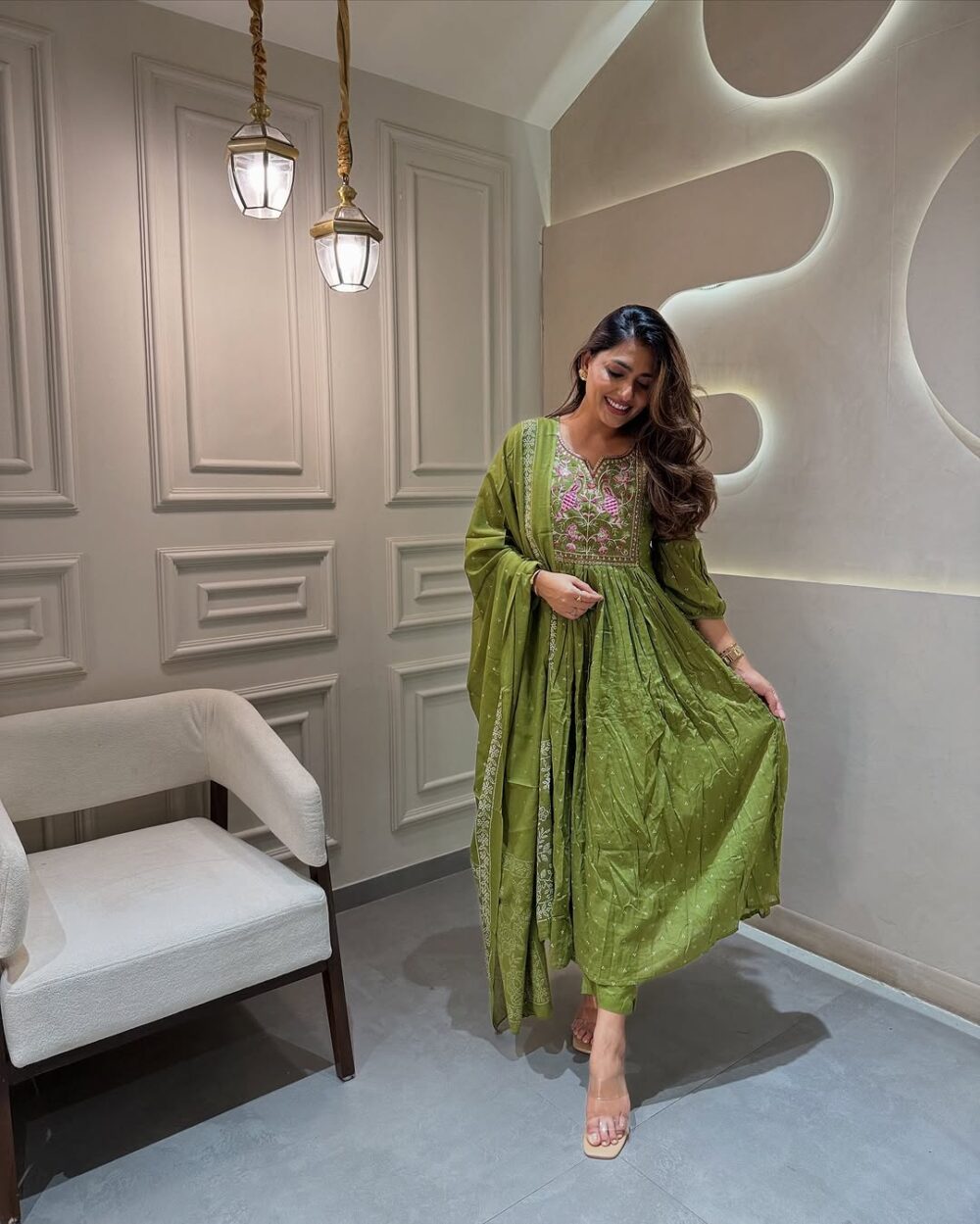 Women's Embroidered Printed Rayon Kurta & Pant with Mulmul Dupatta Set - Image 8