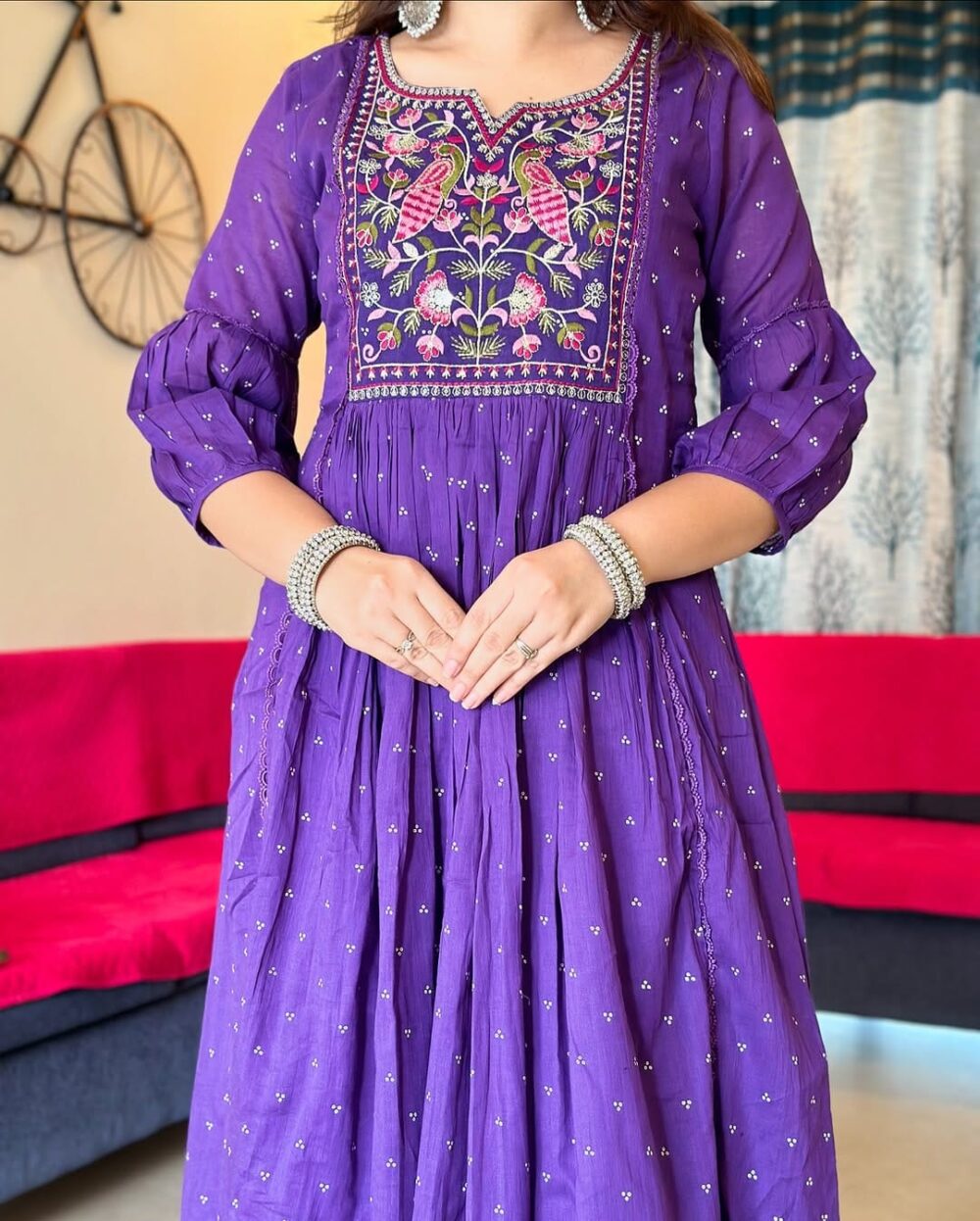 Women's Embroidered Printed Rayon Kurta & Pant with Mulmul Dupatta Set - Image 3
