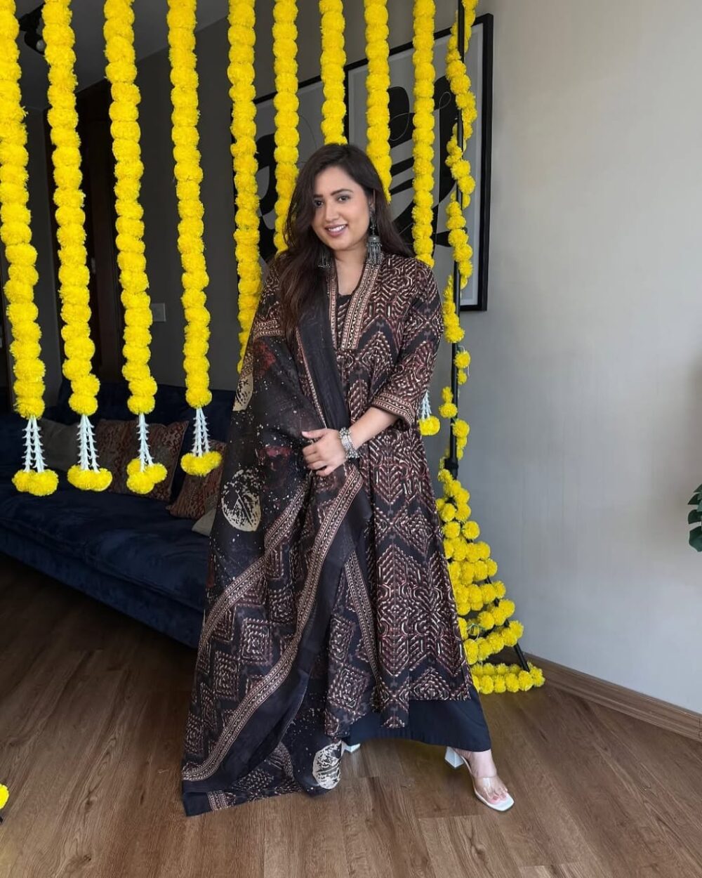 Multi Color Cotton Akhat Print A Line Suit With Double Sided - Image 6